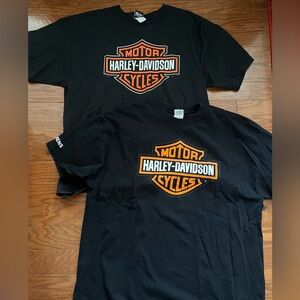 Duo of 2XL / XXL Black Cotton Harley Davidson T-Shirts